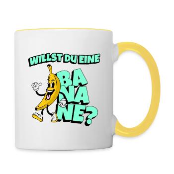 Willst du eine Banane? - Tasse zweifarbig - Weiß/Gelb - Rechts