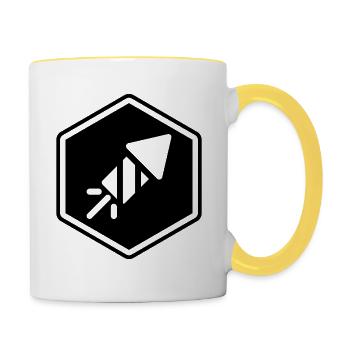 Abstract Geometric Line Art Design - Contrasting Mug - white/yellow - Right