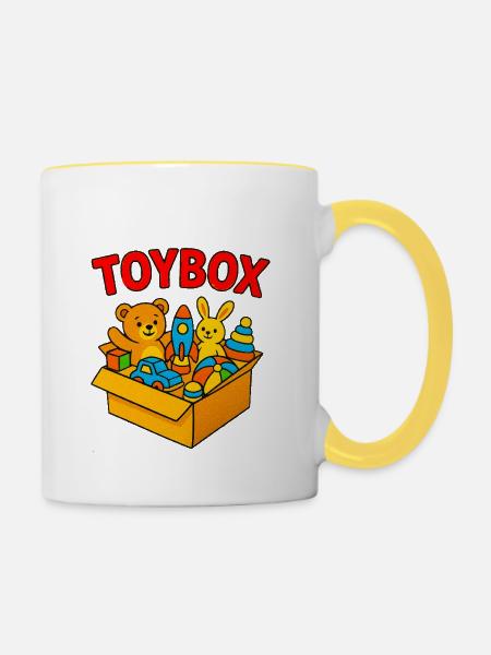 Spielzeugkiste Tiere - Tasse zweifarbig - Weiß/Gelb