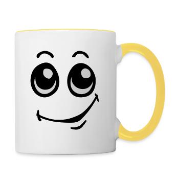 gesicht/face - Tasse zweifarbig - Weiß/Gelb - Rechts