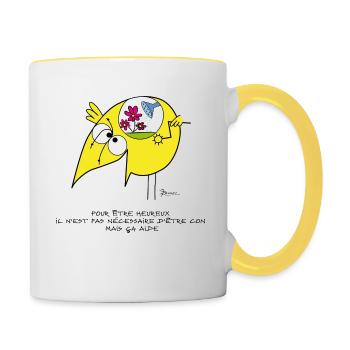 Etre heureux ! - Mug contrasté - blanc/jaune - Droite