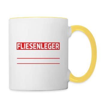 fliesenleger - Tasse zweifarbig - Weiß/Gelb - Rechts