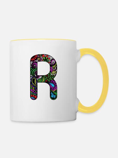 R - Tasse zweifarbig - Weiß/Gelb