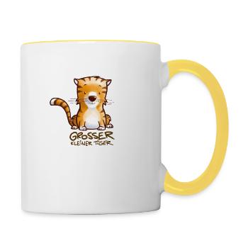 Kleiner Tiger ganz schön GROSS - Tasse zweifarbig - Weiß/Gelb - Rechts