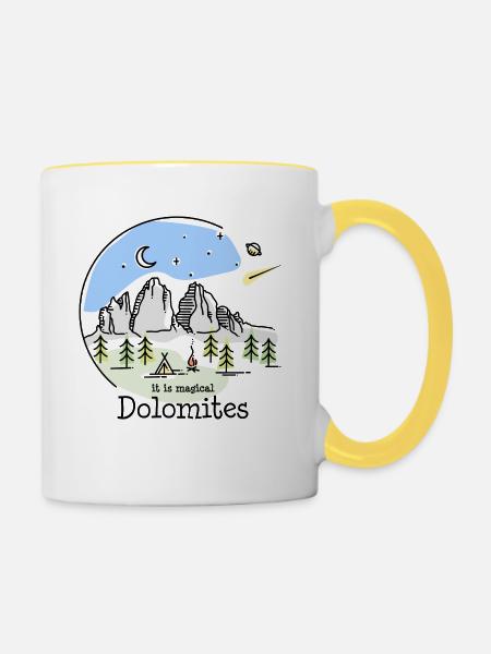 Dolomites Tre Cime di Lavaredo Three Peaks Hiking - Contrasting Mug - white/yellow