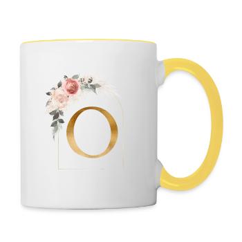 Monogramme personnalisable F Flower Arch - Mug contrasté - blanc/jaune - Droite