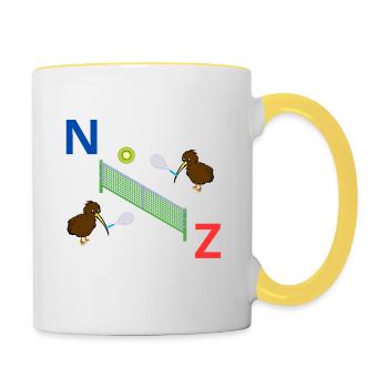 Kiwi de tennis néo-zélandais - Mug contrasté - blanc/jaune - Droite