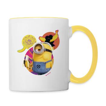 Minions Stuart Mit Banane - Tasse zweifarbig - Weiß/Gelb - Rechts