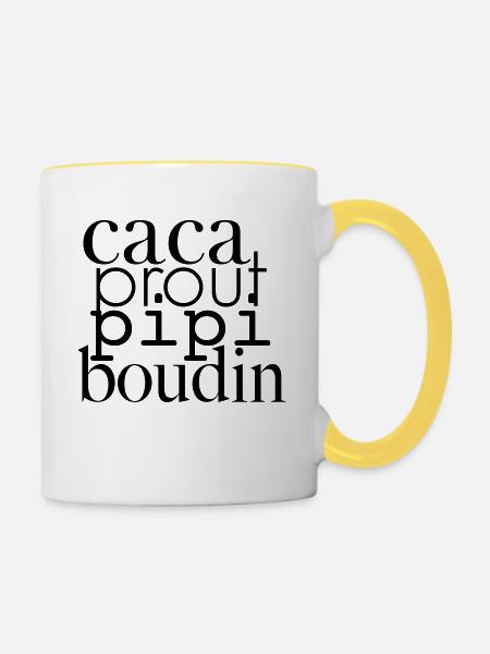 CACA prout Spule Pee - Tasse zweifarbig - Weiß/Gelb