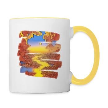 Fluss Wolken bunt - Tasse zweifarbig - Weiß/Gelb - Rechts