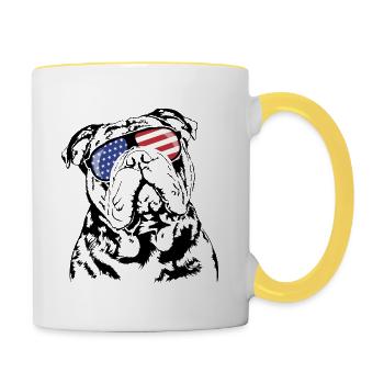 OLD DEUTSCH BULLDOG America Flag Wilsigns - Mug contrasté - blanc/jaune - Droite