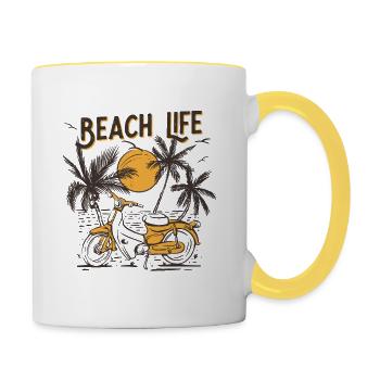 Beach Life - Tasse zweifarbig - Weiß/Gelb - Rechts