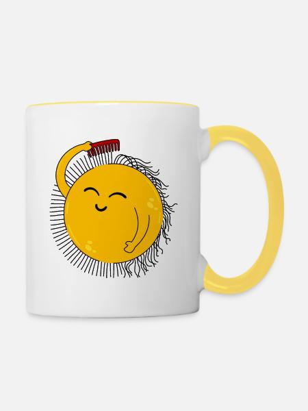 Sonne und Positivität - Tasse zweifarbig - Weiß/Gelb
