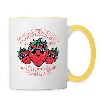 Strawberry Gang - Équipe de cueilleurs de fraises - Mug contrasté - blanc/jaune - Droite