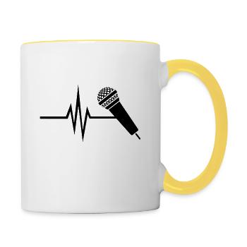 Mein Herz schlägt für Gesang - Musik Singen Mikro - Tasse zweifarbig - Weiß/Gelb - Rechts