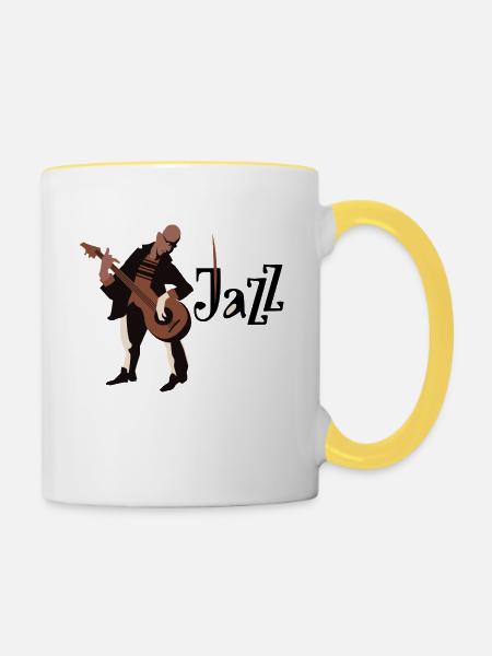 Jazzgitarrist - Tasse zweifarbig - Weiß/Gelb