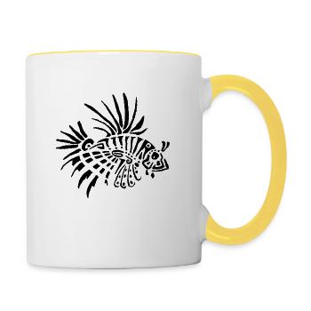 Rotfeuerfische - Tätowierung - Tasse zweifarbig - Weiß/Gelb - Rechts