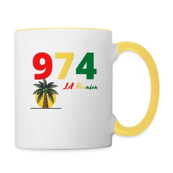 974 LA Réunion - Tasse zweifarbig - Weiß/Gelb - Rechts