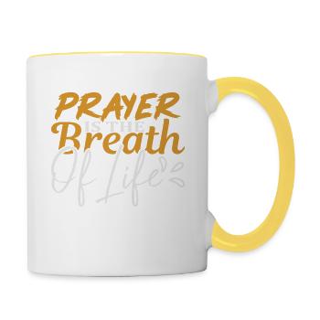 Christliche Sprüche - Tasse zweifarbig - Weiß/Gelb - Rechts