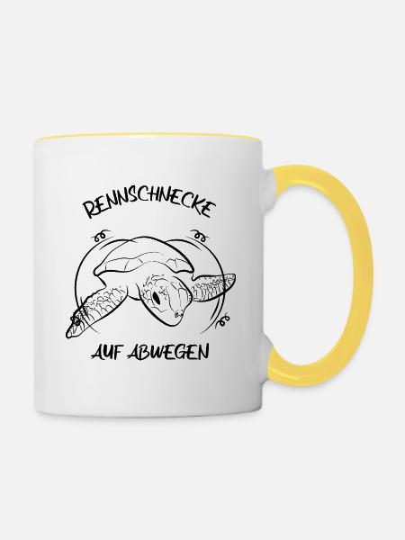Schildkröten Schildkröte - Tasse zweifarbig - Weiß/Gelb