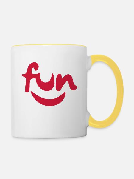 Spaß - Tasse zweifarbig - Weiß/Gelb