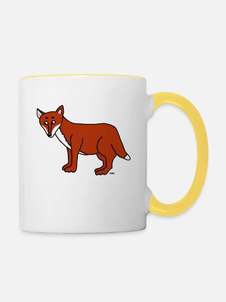 Natur Wild Wald Rotwild Fuchs - Tasse zweifarbig - Weiß/Gelb