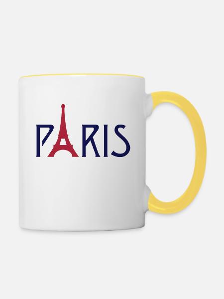 Paris Eiffelturm - Tasse zweifarbig - Weiß/Gelb