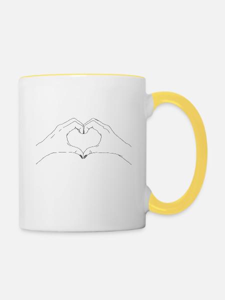 Hand Heart - Tasse zweifarbig - Weiß/Gelb