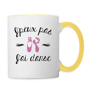 J'peux pas j'ai danse - Mug contrasté - blanc/jaune - Droite
