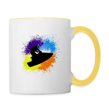 jet ski - Mug contrasté - blanc/jaune - Droite