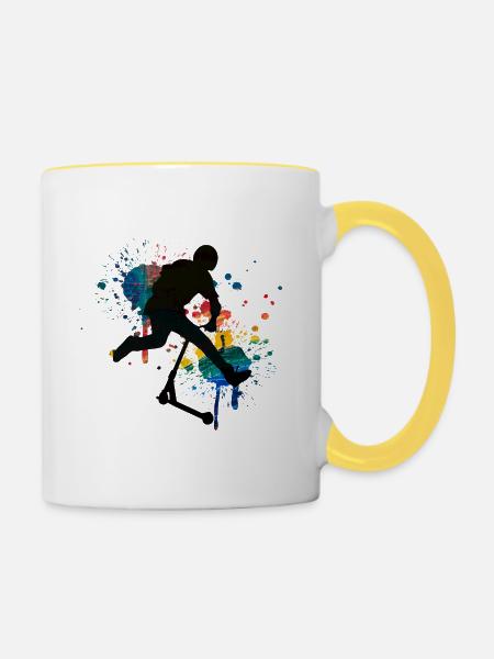 Freestyle-Roller - Tasse zweifarbig - Weiß/Gelb
