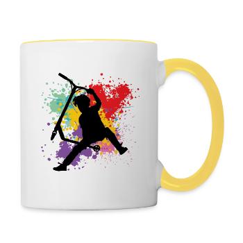 trottinette freestyle - Mug contrasté - blanc/jaune - Droite