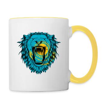 Kazakhstan - Mug contrasté - blanc/jaune - Droite