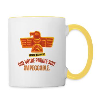 Les 4 accords Toltèques - Mug contrasté - blanc/jaune - Droite