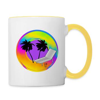 Sommer T-Shirt II - Tasse zweifarbig - Weiß/Gelb - Rechts