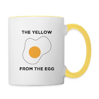 Das gelbe vom Ei - The yellow from the egg - Tasse zweifarbig - Weiß/Gelb - Rechts