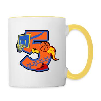 Basketball 5th Birthday Party Number 5 - 5 Years - Contrasting Mug - white/yellow - Right