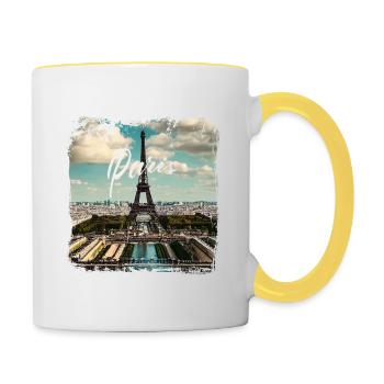 Paris Tour Eiffel style décontracté - Mug contrasté - blanc/jaune - Droite