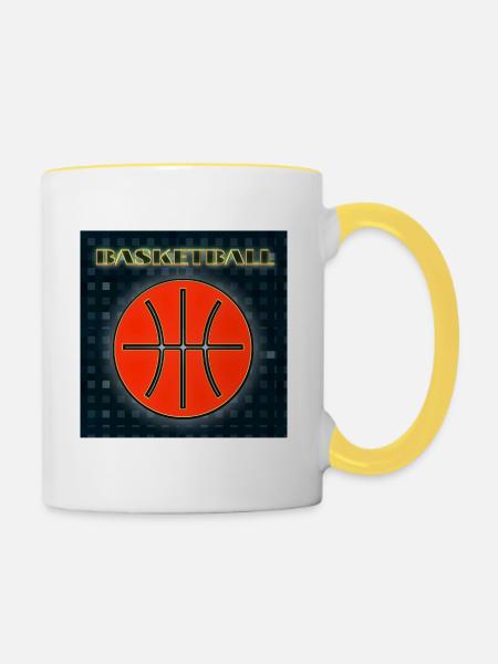 Basketball - Abbild - 2023 - Tasse zweifarbig - Weiß/Gelb