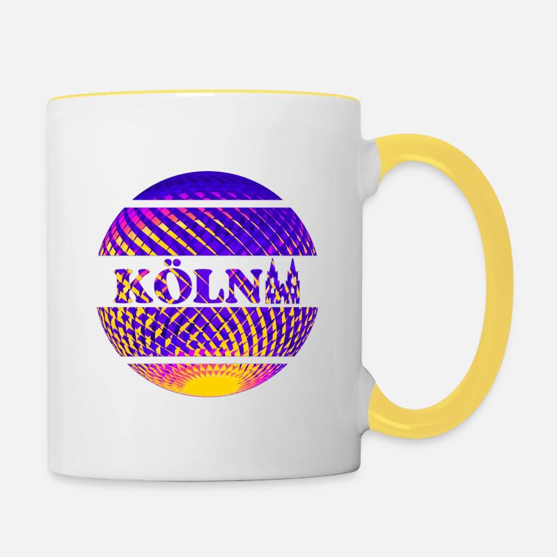 Logo de Cologne en boule disco - Mug contrasté - blanc/jaune