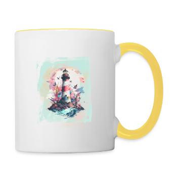 Leuchtturm - Tasse zweifarbig - Weiß/Gelb - Rechts