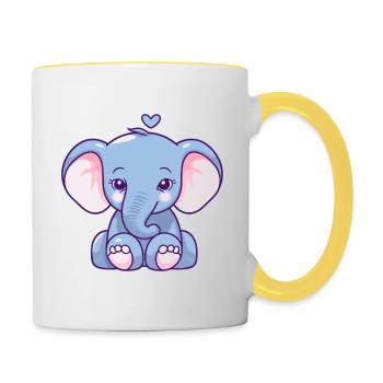 Süßes Elefantenbaby-Design: Niedliche Begeisterung - Tasse zweifarbig - Weiß/Gelb - Rechts