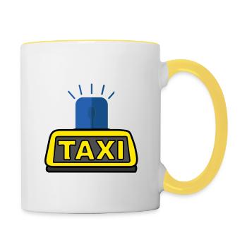 Blaulicht Taxi - Tasse - Tasse zweifarbig - Weiß/Gelb - Rechts