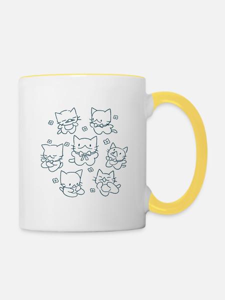 Ein Haufen Katzen - Tasse zweifarbig - Weiß/Gelb