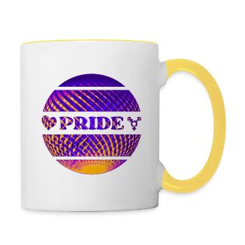 Pride bunte Diskokugel - Tasse zweifarbig - Weiß/Gelb - Rechts