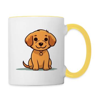 Niedliches Hundedesign für Hundebesitzer - Tasse zweifarbig - Weiß/Gelb - Rechts