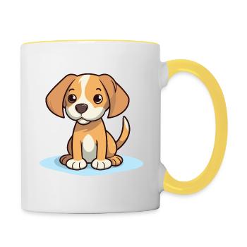 Conception de chien mignon pour les propriétaires de chiens - Mug contrasté - blanc/jaune - Droite
