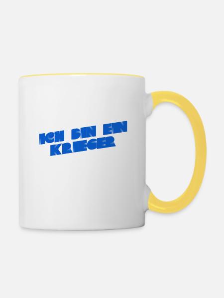 ich bin ein Krieger - Tasse zweifarbig - Weiß/Gelb