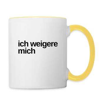das möchte ich nicht - Tasse zweifarbig - Weiß/Gelb - Rechts