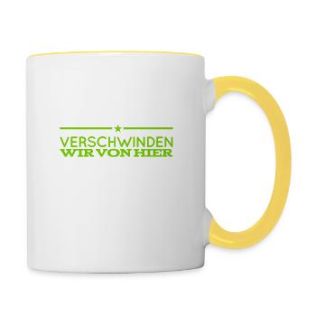 hauen wir endlich ab - Tasse zweifarbig - Weiß/Gelb - Rechts